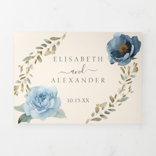 ネイビーブルーパンプキン秋インラブ結婚ズ 三つ折り案内状 (カバー)