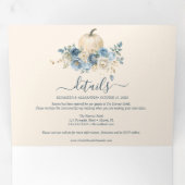 ネイビーブルーパンプキン秋インラブ結婚ズ 三つ折り案内状 (内部最初)