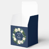ネイビーブルーパーソナライズされたグリーン名結婚日 フェイバーボックス (オープン)
