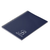 ネイビーブルーパーソナライズされたスクリプトモノグラムと名前 ノートブック (左側)