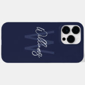 ネイビーブルーパーソナライズされたスクリプトモノグラムと名前 Case-Mate iPhoneケース (裏面 (横))