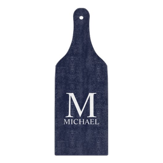 ネイビーブルーパーソナライズされたモノグラムと名前 カッティングボード (正面)