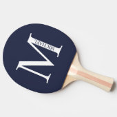 ネイビーブルーパーソナライズされたモノグラムと名前 卓球ラケット (横)