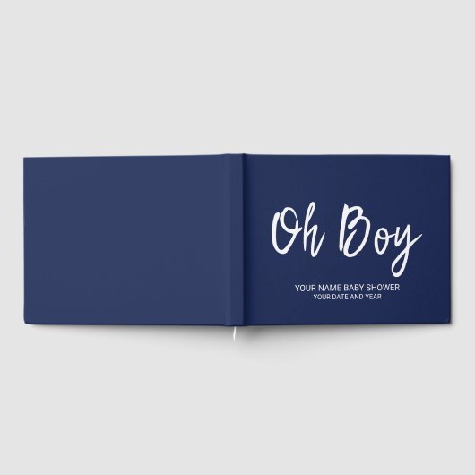 ネイビーブルーパーソナライズされた男の赤ちゃんシャワーゲストブック ゲストブック (全面)