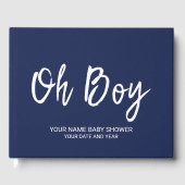 ネイビーブルーパーソナライズされた男の赤ちゃんシャワーゲストブック ゲストブック (正面)