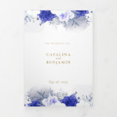 ネイビーブルーパープルジオメトリック結婚ス 三つ折り案内状 (カバー)