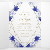 ネイビーブルーパープルジオメトリック結婚ス 三つ折り案内状 (内部中)