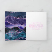 ネイビーブルーパープル海アゲートハッピーバースデー カード (内部)