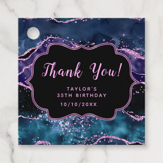 ネイビーブルーパープル海アゲート誕生日サンキューサンキュー フェイバータグ (正面)