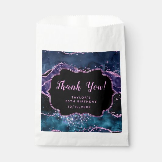 ネイビーブルーパープル海アゲート誕生日サンキューサンキュー フェイバーバッグ (正面)