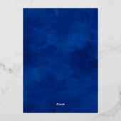 ネイビーブルーパープル金ゴールドレタリングジオメト結婚リ 箔招待状 (裏面)