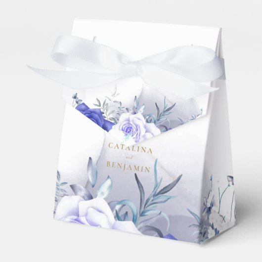 ネイビーブルーパープル金ゴールド結婚レタリング フェイバーボックス (正面サイド)