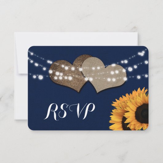 ネイビーブルーヒマワリひまわり灯食事の選択 出欠カード (裏面)