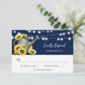 ネイビーブルーヒマワリ散水缶バーラップ結婚ズ 出欠カード (スタンド正面)