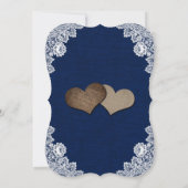 ネイビーブルーヒマワリ散水缶バーラップ結婚ズ 招待状 (裏面)