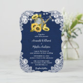 ネイビーブルーヒマワリ散水缶バーラップ結婚ズ 招待状 (スタンド正面)