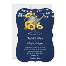 ネイビーブルーヒマワリ散水缶バーラップ結婚ズ