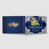 ネイビーブルーヒマワリ木材散水缶結婚の ゲストブック (全面)