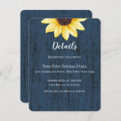 ネイビーブルーヒマワリ素朴とラ結婚イツ 招待状 (正面/裏面)