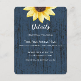 ネイビーブルーヒマワリ素朴とラ結婚イツ 招待状