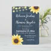 ネイビーブルーヒマワリ素朴とラ結婚イツ 招待状 (スタンド正面)