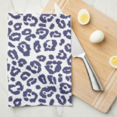 ネイビーブルーヒョウ柄 キッチンタオル (四つ折り)