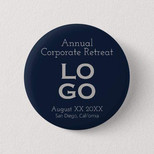 ネイビーブルービジネスまたは企業のイベントカスタムロゴ 缶バッジ (正面)