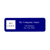 ネイビーブルービジネスロゴ差出人住所 ラベル (正面)