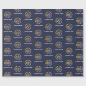 ネイビーブルービジネスロゴ&会社名プロモーション ラッピングペーパー (フラット)