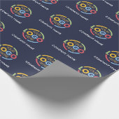 ネイビーブルービジネスロゴ&会社名プロモーション ラッピングペーパー (角)