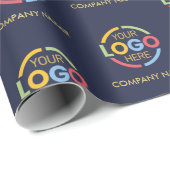 ネイビーブルービジネスロゴ&会社名プロモーション ラッピングペーパー (ロールコーナー)