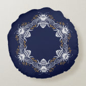 ネイビーブルービーサークル ラウンドクッション (裏面)