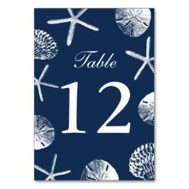 ネイビーブルービーチテーマシーシェルズテーブル番号 テーブルナンバー