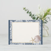 ネイビーブルービーチレースサンドドルサンキュー サンキューカード (スタンド正面)