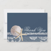 ネイビーブルービーチレースサンドドルサンキュー サンキューカード (裏面)