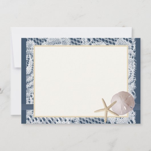 ネイビーブルービーチレースサンドドルサンキュー サンキューカード (正面)