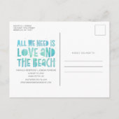 ネイビーブルービーチ結婚式保存日 案内ポストカード (裏面)