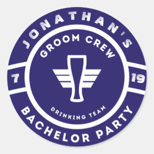 ネイビーブルービールバッジバチュラーパーティブランディング ラウンドシール