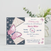 ネイビーブルーピンクの蝶フローラ誕生日パーティー (スタンド正面)