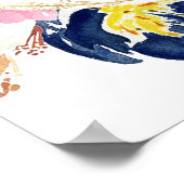 ネイビーブルーピンクの黄色の聖体拝着看板 ポスター (角)