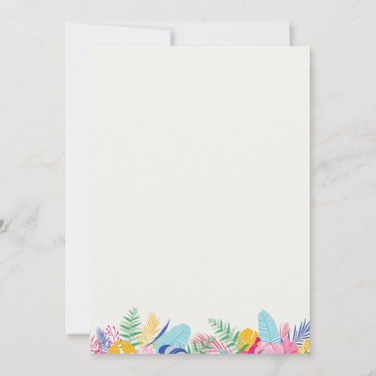 ネイビーブルーピンクトロピカルワイルドフォレストウェディングシャワー 招待状 (裏面)