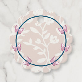 ネイビーブルーピンクバタフライフローラ フェイバータグ