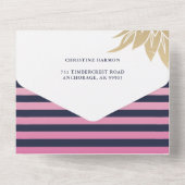 ネイビーブルーピンクパイナップルフローラベビーシャワーすべて オールインワン招待状 (裏面)