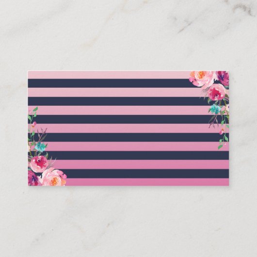 ネイビーブルーピンクパイナップルベビーシャワーおむつラッフル エンクロージャーカード (裏面)