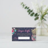 ネイビーブルーピンクパイナップルベビーシャワーおむつラッフル エンクロージャーカード (スタンド正面)