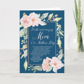 ネイビーブルーピンクフラワーズマザーズデイカード カード (正面)
