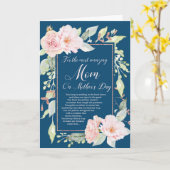 ネイビーブルーピンクフラワーズマザーズデイカード カード (黄色い花)