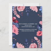 ネイビーブルーピンクフローラホワイトレターズブライダルシャワー 招待状 (裏面)