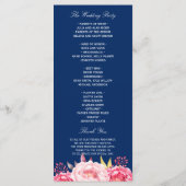 ネイビーブルーピンクフローラ結婚式 プログラムテンプレート プログラム (裏面)