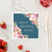 ネイビーブルーピンクブライダルシャワーナプキンス スタンダードカクテルナプキン (インサイチュ)